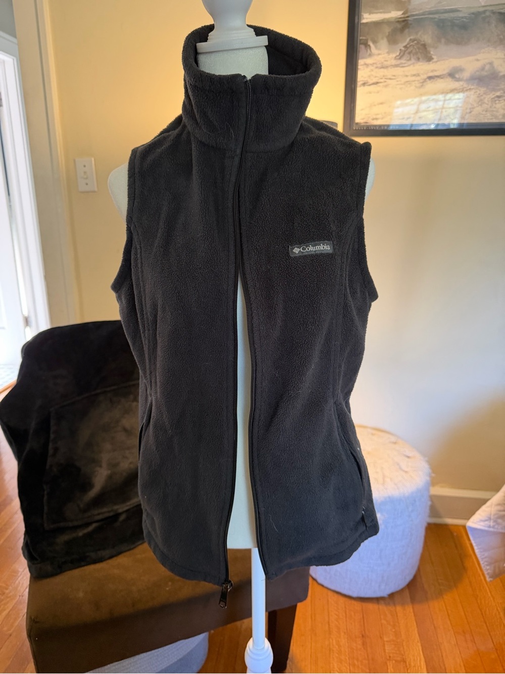 Columbia Black Women's Fleece Vest with High Collar